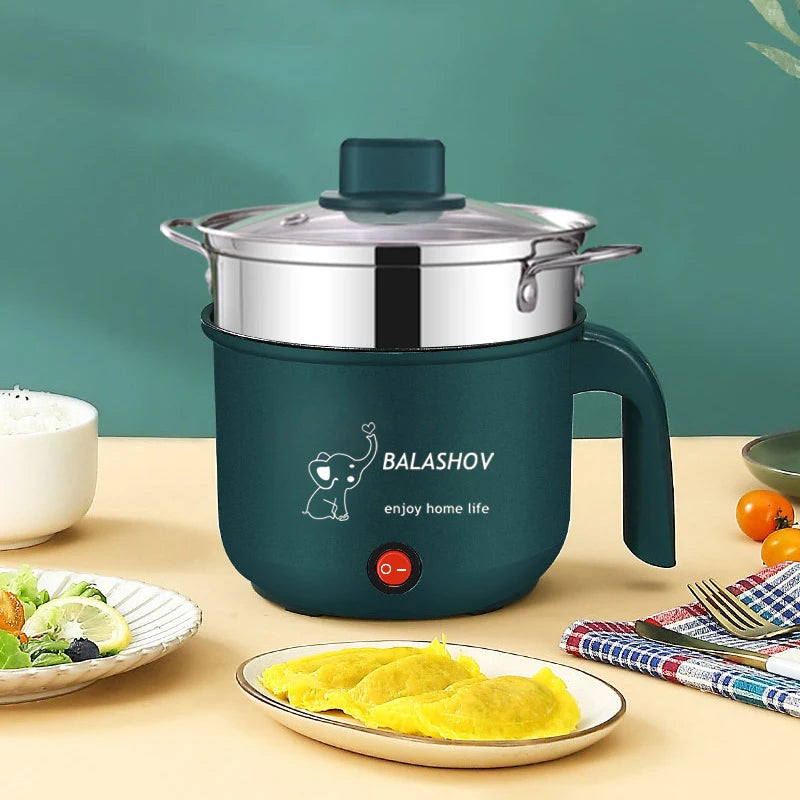 Compact Multifunction Electric Cooker for 1-2 People - Non-stick, 1.8L Capacity, 500W