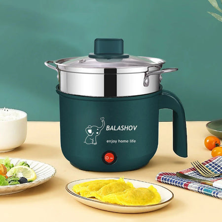Compact Multifunction Electric Cooker for 1-2 People - Non-stick, 1.8L Capacity, 500W