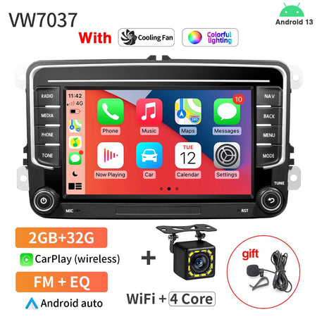 7Inch Car Radio VW Passat Tiguan GOLF - CarPlay GPS 2 32G 12LED