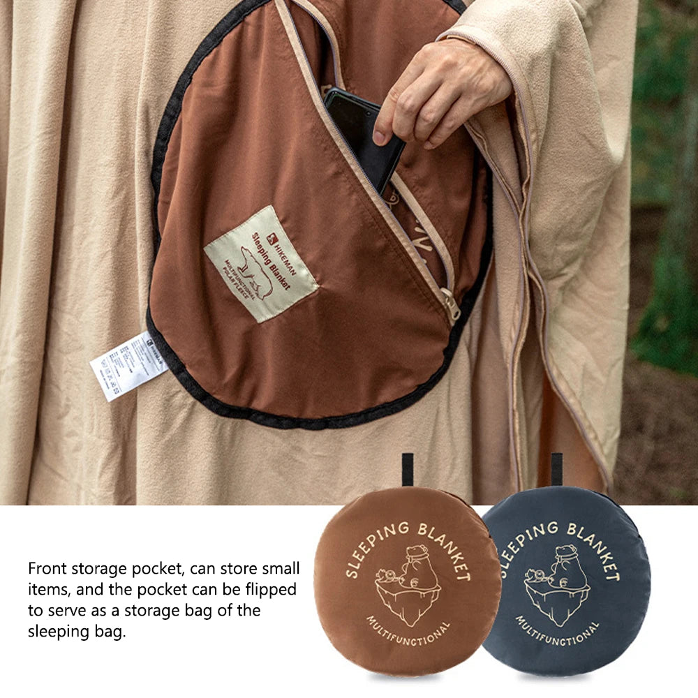 Outdoor Wearable Cloak Sleeping Bag &ndash; Lightweight Fleece