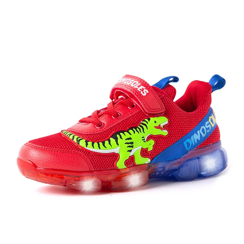 EXDINO T-Rex LED Glowing Sneakers for Boys (Ages 2-9) Red-LED / 2 (EU size 33)
