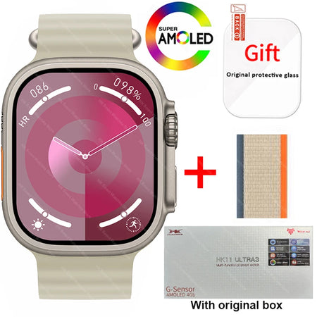 HK11 Ultra 3 Smartwatch &ndash; 4G Calling And AI Chat Robot Natural Trail orange / For APP LE49mm