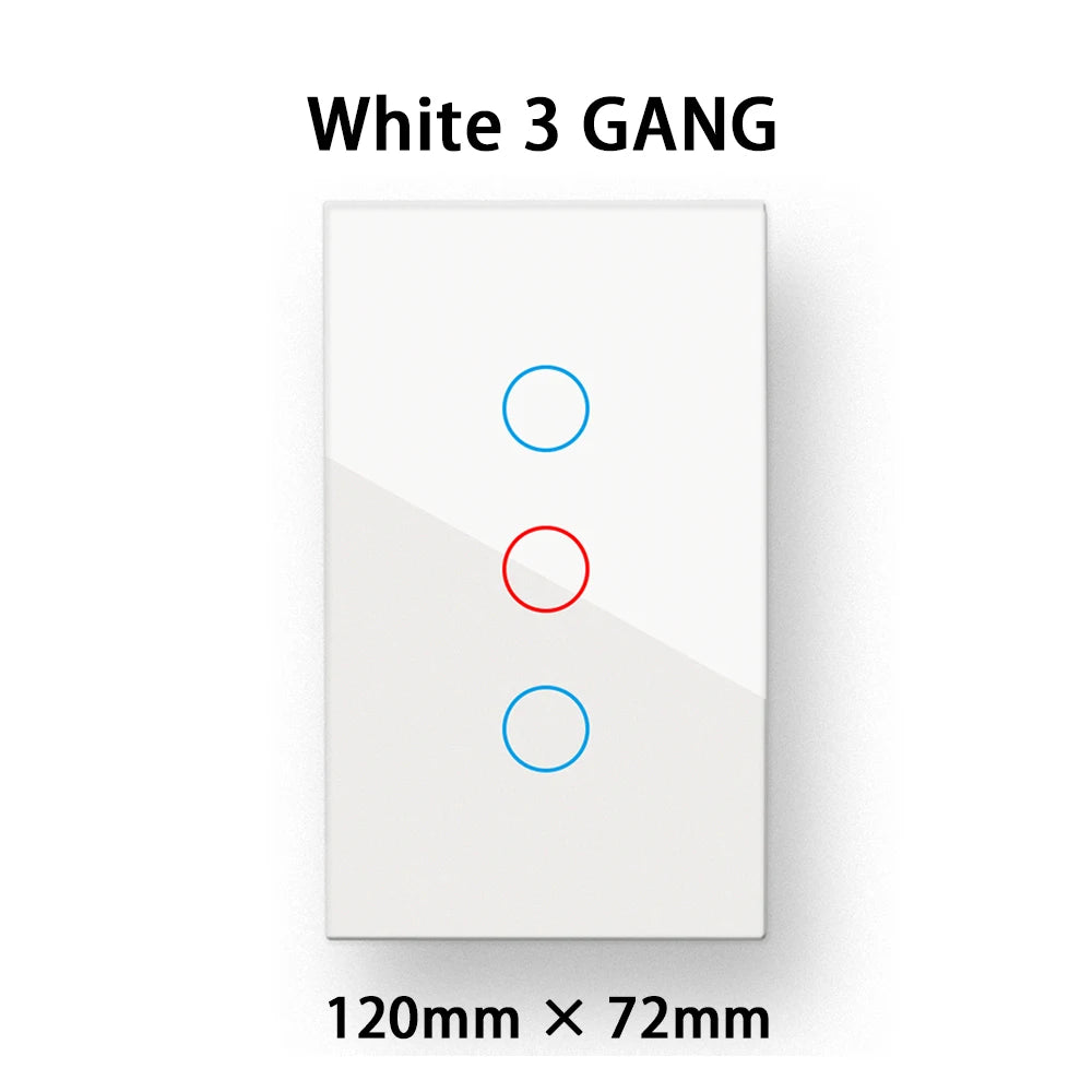 Brazilian Smart Touch Wall Switch - 4/6/8 Gang WiFi Voice Control white 3 gang