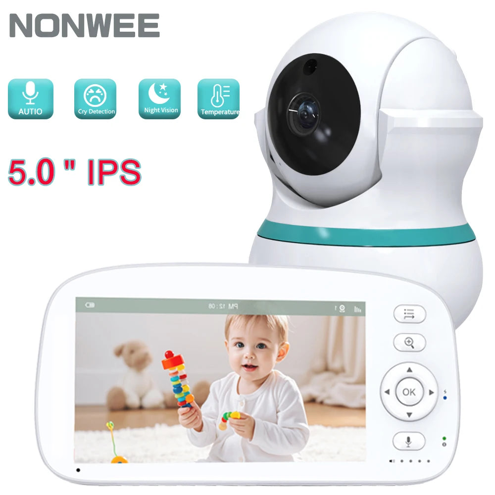 5&quot; HD Baby Monitor with 360&deg; Pan-Tilt, 35-Hour Battery, and Temperature Alerts EU Plug / CHINA