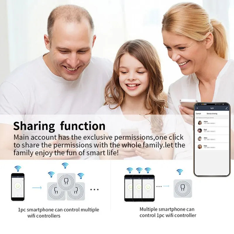 Mini Wi-Fi Smart Switch Module for 2-Way Control, Compatible with Alexa &amp; Google Home