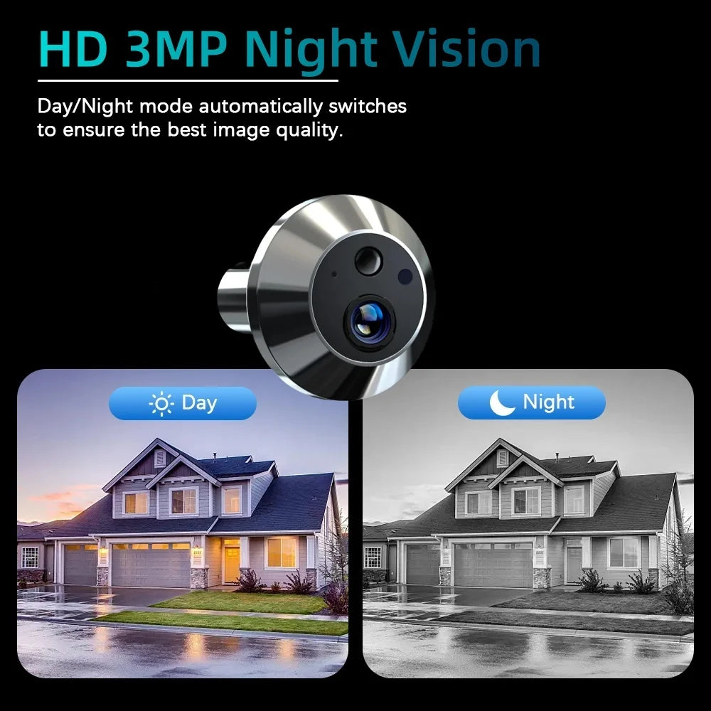 Smart Life Peephole Camera &ndash; 3MP Night Vision Security Viewer