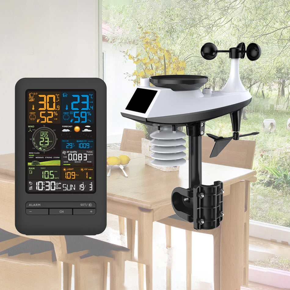 Smart WiFi Weather Station with Temperature, Humidity, Wind Speed and Air Quality Monitoring