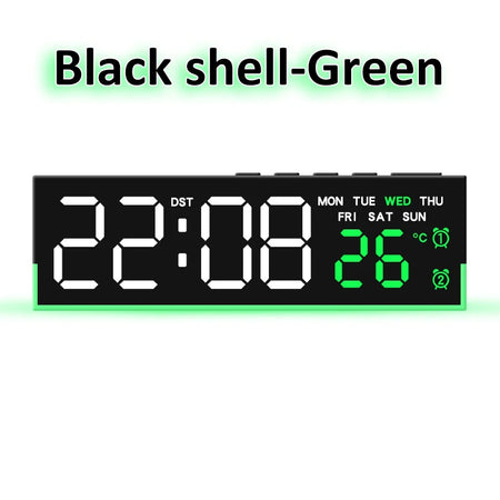 Digital LED Alarm Clock &ndash; Dual Alarm with Mood Lighting Black shell Green