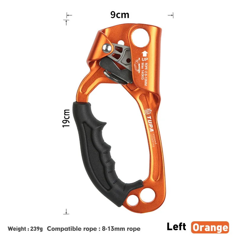 Outdoor Rock Climbing SRT Hand Ascender &ndash; Lightweight Left Orange