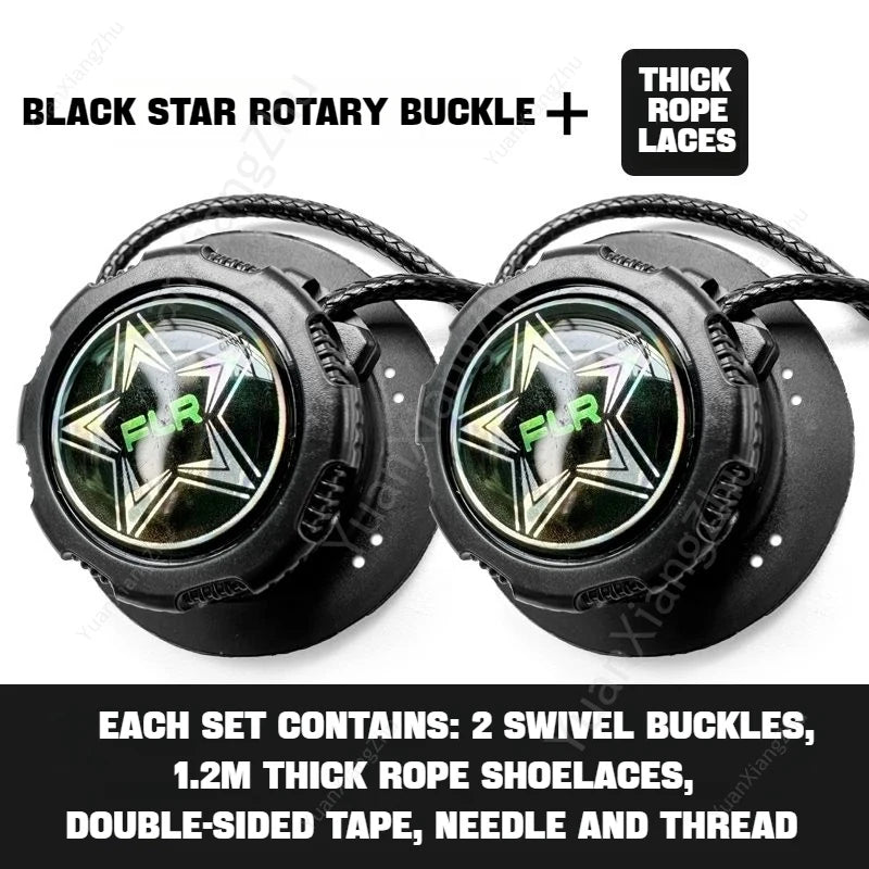 Automatic Swivel Buckle No-Tie Elastic Shoelaces for Adults and Kids Black pentagon / CHINA