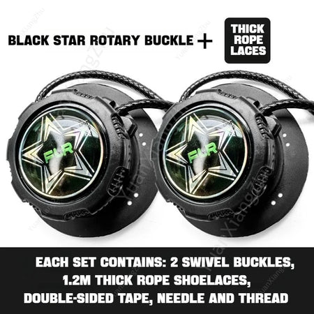Automatic Swivel Buckle No-Tie Elastic Shoelaces for Adults and Kids Black pentagon / CHINA