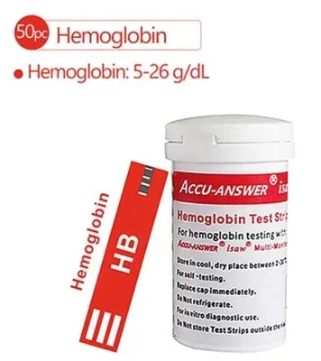 Accu Answer 4 In1 Blood Test Meter &ndash; Diabetes Gout Monitor 50pcs Hb Strip