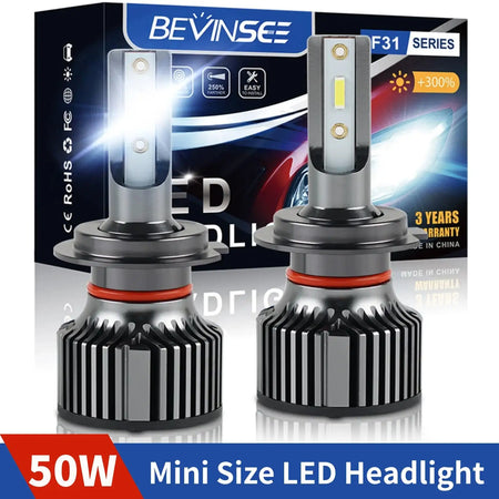 Bevinsee Universal LED Headlight Bulbs Hi Lo 12V 6000LM H3 / China