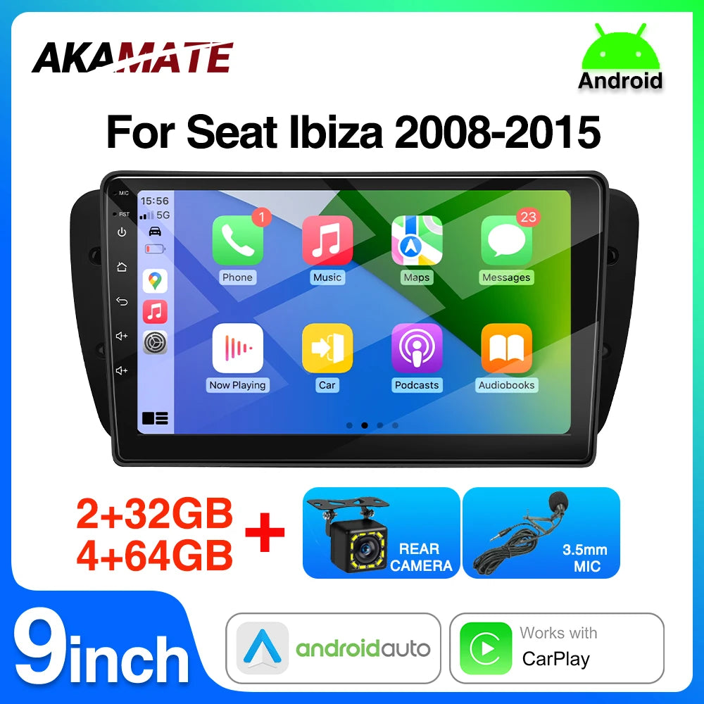 9Inch Car Radio Seat Ibiza MK4 6J - CarPlay Android Auto