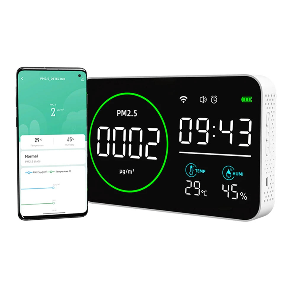 4 In1 WiFi Air Quality Monitor CO2 PM25 &ndash; Alarm Clock PM2.5 With WIFI
