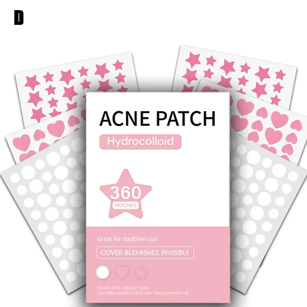 360Pcs Colorful Hydrocolloid Acne Patches for Invisible Pimple Removal &amp; Concealing D / CN