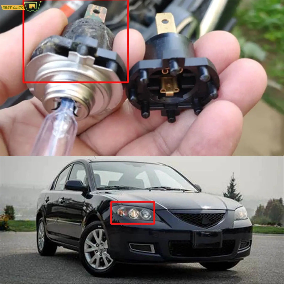 2PCS Low Beam Headlight Socket Bulb Holder B28V510A3 For Mazda 3 5 323 Protege 5 Replacement Part by InterCyprus Trading Ltd