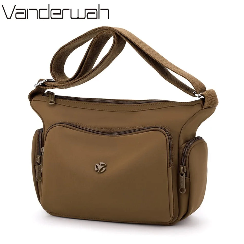 Geantă de umăr impermeabilă din nailon pentru femei, cu multiple buzunare, poșetă de designer crossbody