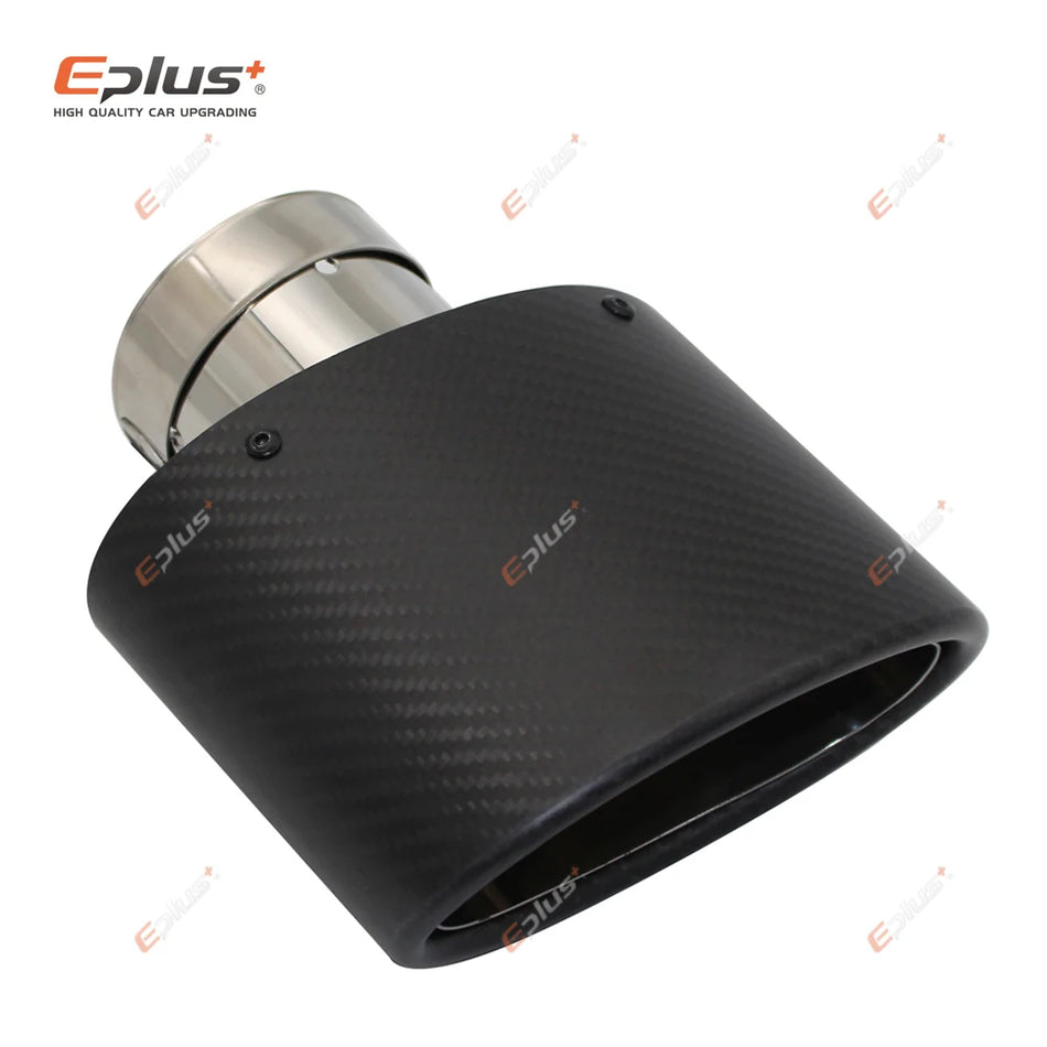 Matte Carbon Fiber Muffler Tip for Universal Car, Tilting Oval Exhaust Decor