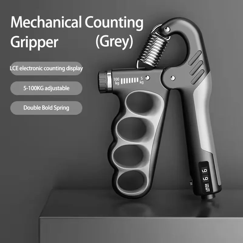 Adjustable Handgrip Grip Strengthener 5-100kg for Fitness Recovery Mechanical Gray
