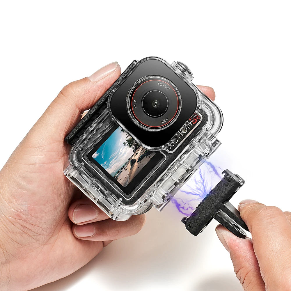 60m Waterproof Case For DJI Osmo Action &ndash; Two Claw Adapter
