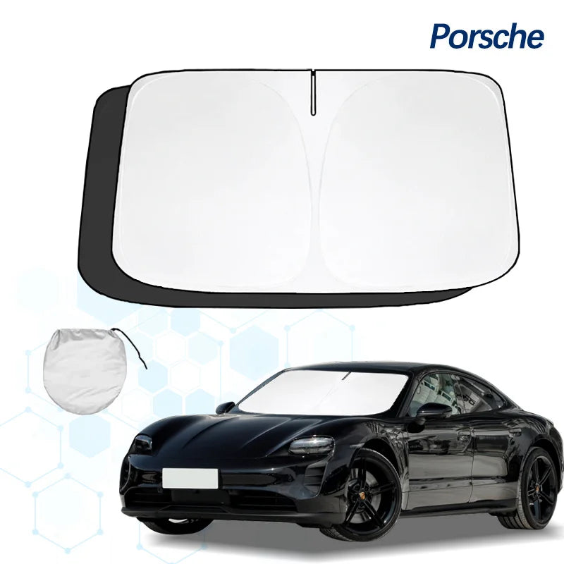 Porsche Taycan Windshield Sun Shade - UV Blocking &amp; Foldable Sun Visor Protector