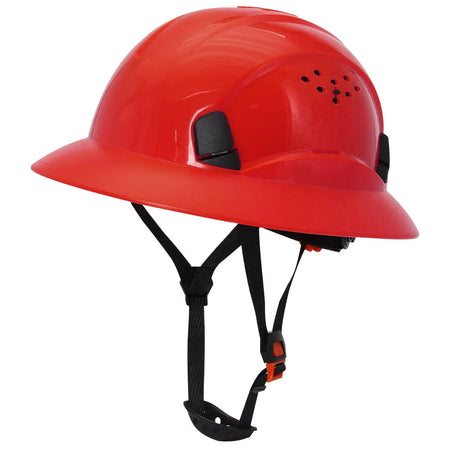 CE Full Brim Hard Hat - Sun Protection And Impact Safety Red