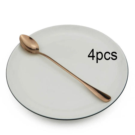 Colorful Long Handled Teaspoons &ndash; Versatile Stainless Steel Cutlery 4Pcs Rose