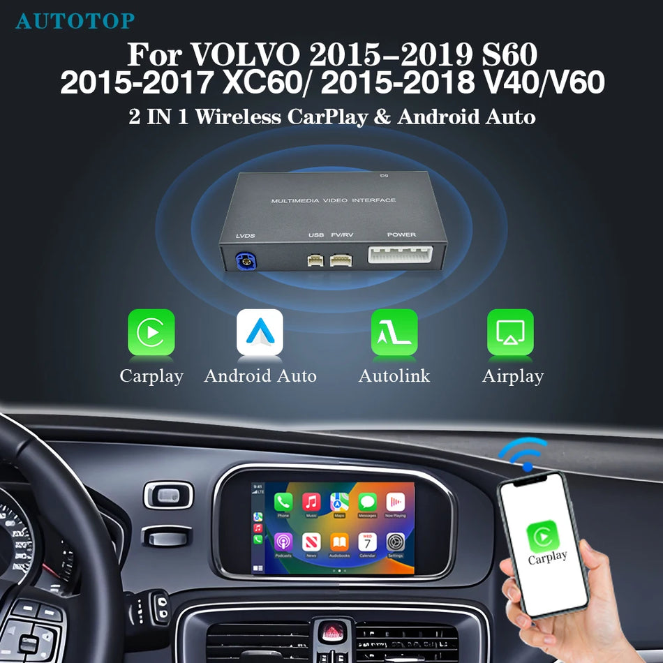 Ασύρματο CarPlay Android Auto Πολυμέσα Volvo S60 XC60