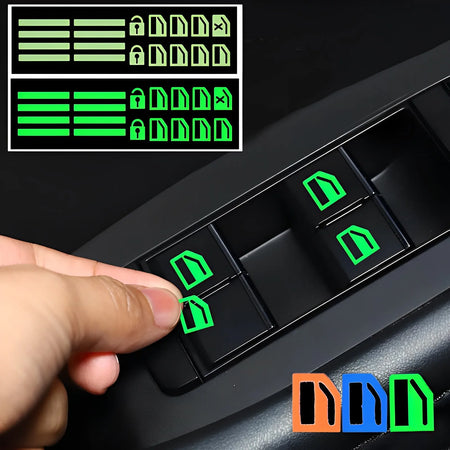 Luminous Car Window Button Stickers - Fluorescent Night Decals for Interior Accessory Panel