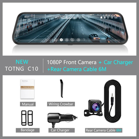 10&quot; Touch Screen Mirror Cam with Dual 1080P Front Rear camera / None