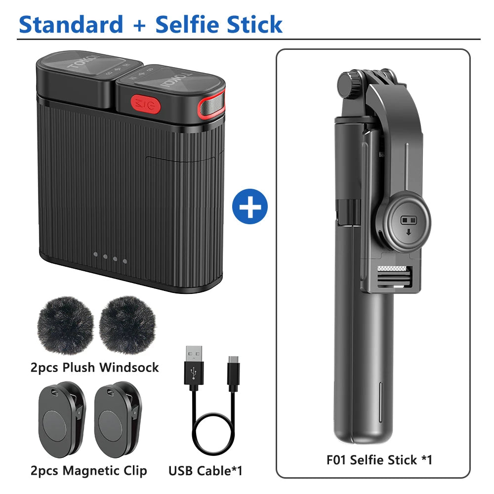 Mini Wireless Lavalier Microphone &ndash; ENC Noise Reduction add F01 Selfie stick