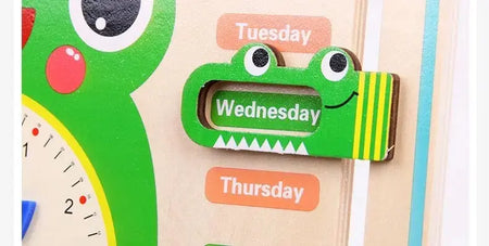 Frog Calendar Clock - Wooden Montessori Time Learning Toy