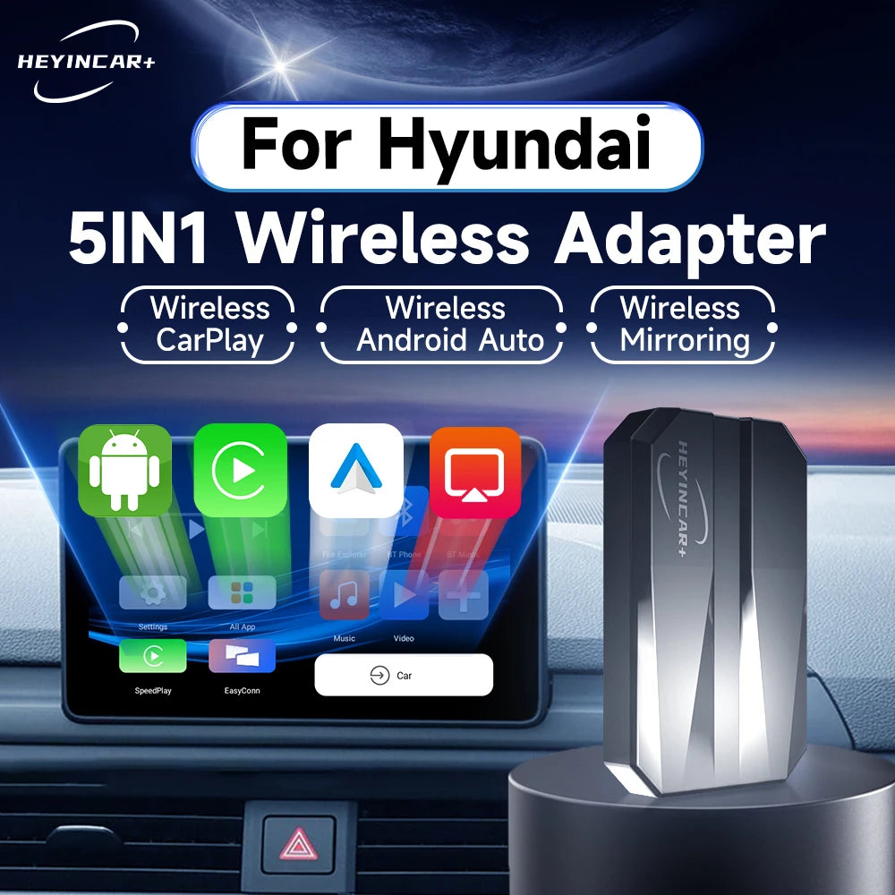 HEYINCAR 5IN1 Wired to Wireless CarPlay Adapter &ndash; Seamless Wireless Connectivity for Hyundai Models