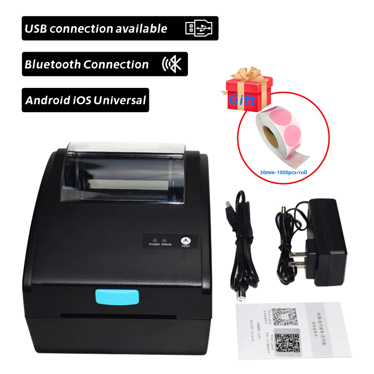 HZTZ 80mm Thermal Label Printer &ndash; USB Bluetooth Printing H-Z851 Bluetooth USB / EU Plug