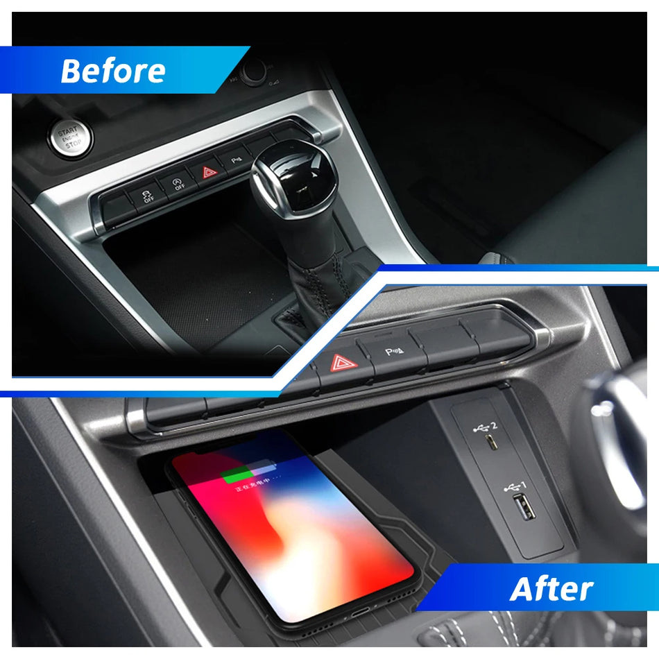 Chargeur sans fil 15W Tapis de charge rapide pour Audi Q3 2015-2022