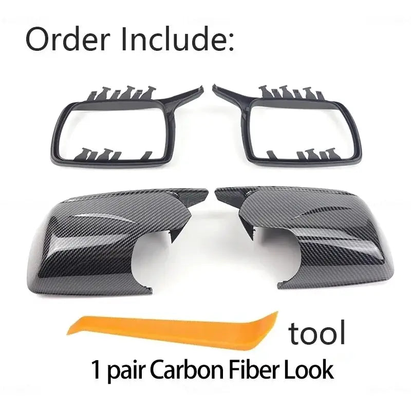 For BMW X3 X 3 E83 2003-2010 Carbon Fiber Look Rear View Mirror Cover Replacement Style Side Wing Mirror Caps with Tool by InterCyprus Trading Ltd