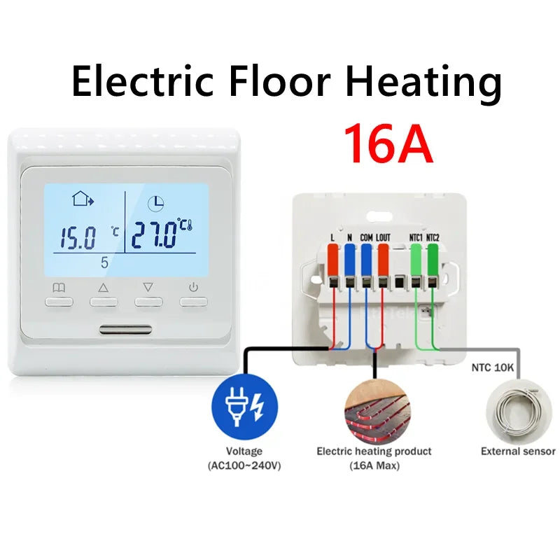 WiFi Floor Heating Thermostat 220V 16A &ndash; App Remote Control Electric-No WiFi / AC100-240V