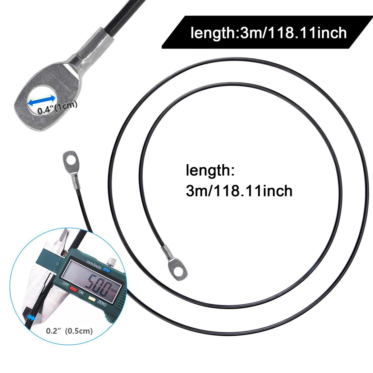 Heavy Duty Fitness Pulley Cable for Home Gym - 98/118 Inch, Durable Accessory 3m