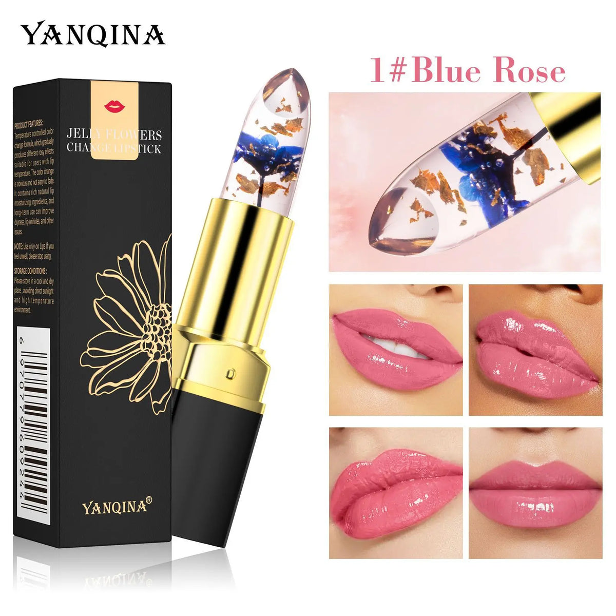 YANQINA Magic Lipstick Florett Jelly - Long Lasting Gold Foil, 24 Hours YQN8924-01
