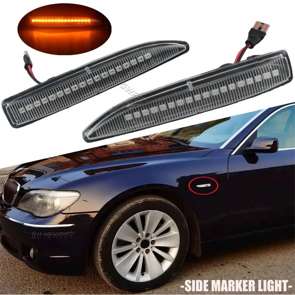 Side Repeater Lamp For BMW 7 Series E65 E66 E67 E68 2002 2003 2004 2005 - 2008 LED Side Marker Lights Dynamic Turn Signal Light by InterCyprus Trading Ltd
