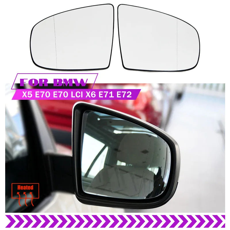 BMW X5 X6 Apsildāms spoguļa stikls plaša leņķa kreisais labais