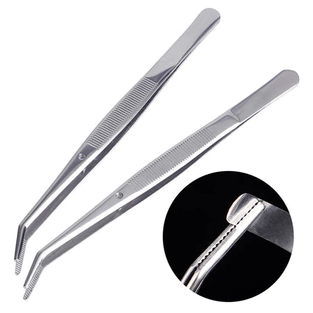 3Pcs Dental Tweezers Steel Serrated Curved &ndash; Easy Grip