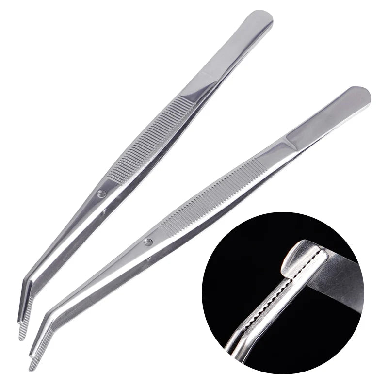 3Pcs Dental Tweezers Steel Serrated Curved &ndash; Easy Grip