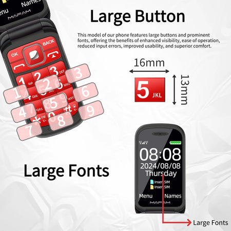 Senior Flip Dual Display Phone For Elderly &ndash; Large Keys