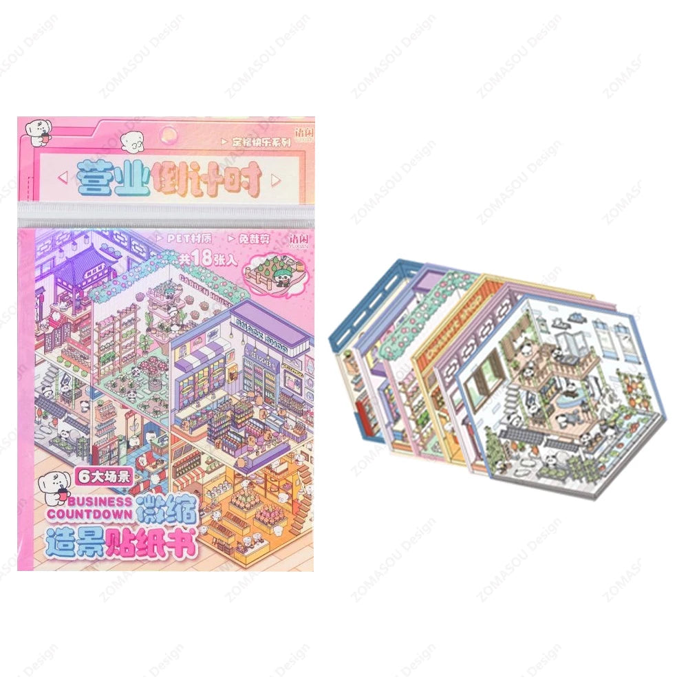 3D Cartoon Landscape Sticker Book - DIY Creative Scenes for Kids A 6Pcs in 1 book