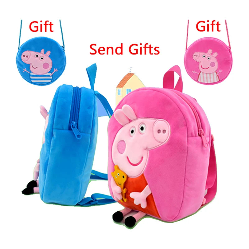 Peppa Pig Pink Pig Kawaii Plush Schoolbag Toys Buy One Get One Free Cute Cartoon George Kindergarte Anime Kids Gifts