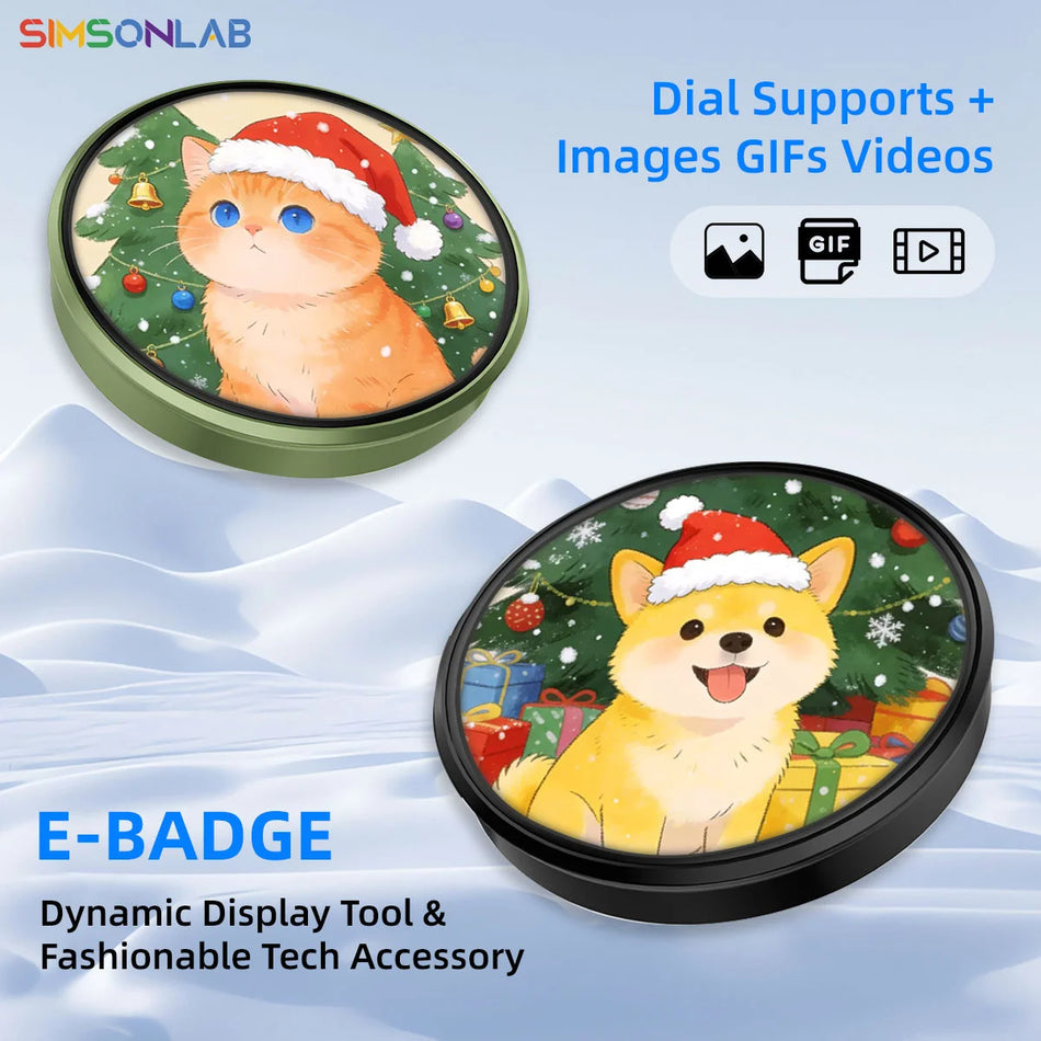 Smart Anime E-Badge Touch Screen Brooch with 7-Color Lights for Android and iOS