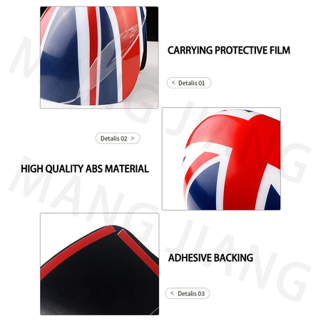 Mini Cooper R50 R52 R53 Black Flag Rear View Mirror Covers - 2PCS Decorative Accessories