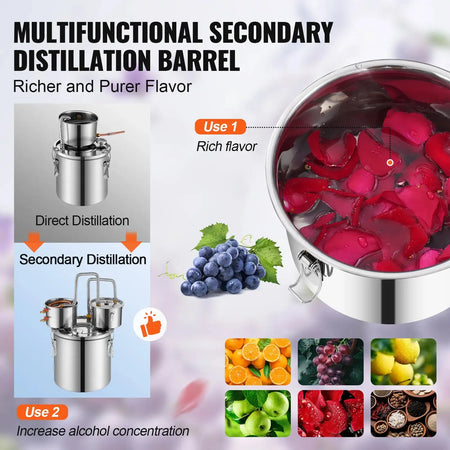 Stainless Steel Alcohol Distiller Kit Dual Condenser